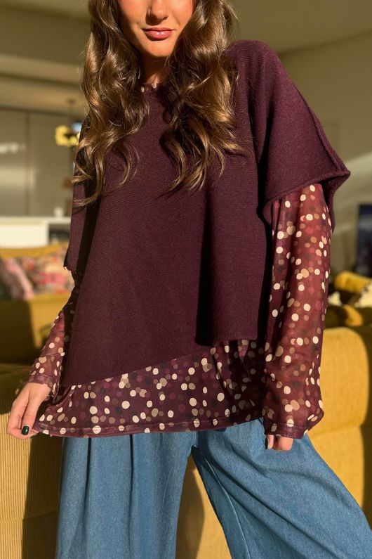Bobby Mesh Layering Top Terrazzo Spot Aubergine /3=
